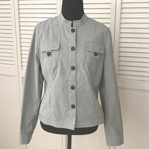 🩶Anne Klein Stretch Pinstripe Utility Jacket – Petite Medium - NWOT 🩶